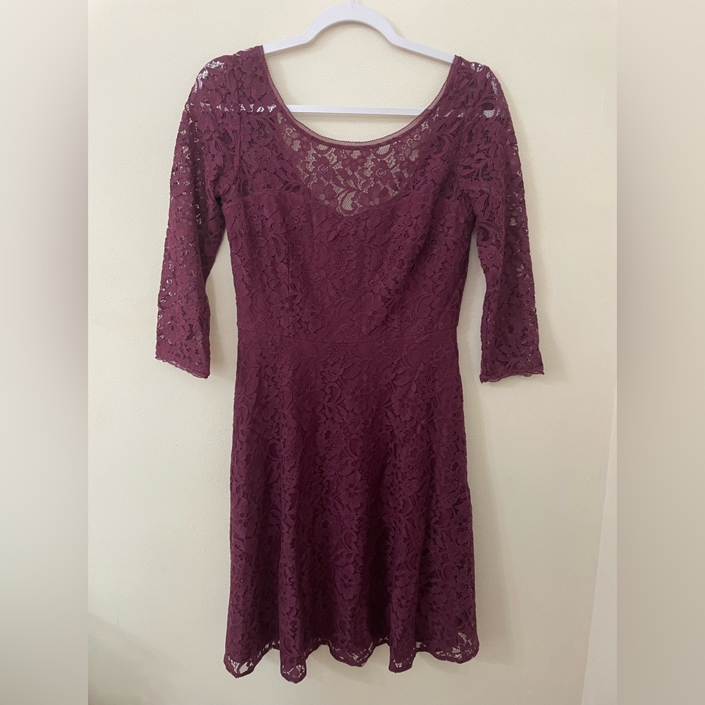 White House Black Market Burgundy Lace Dress